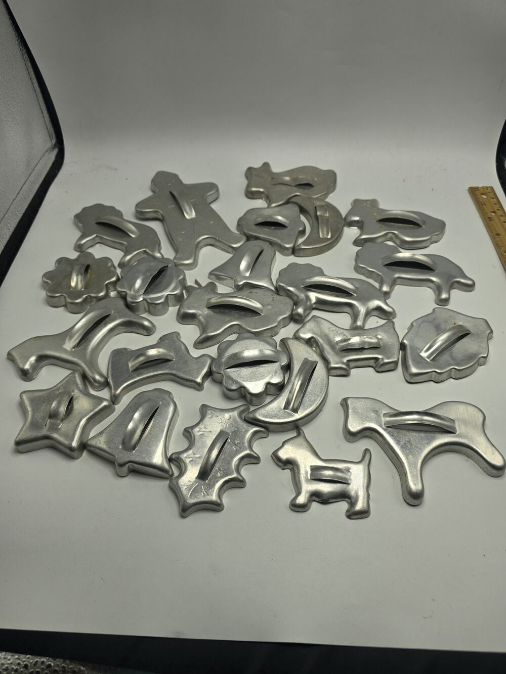 Vintage 1960s Aluminum Cookie Cutters Holidays Christmas Animals Farmhouse